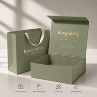 Vente en gros d'emballages rigides magnétiques vert sauge pour les produits de soins capillaires pour hommes, flacons, pots, coffret de produits de soins personnels