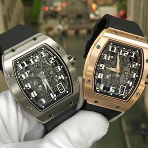 Automatic Winding 67-01 style Extra Flat Tonneau Skeleton <b>Watch</b> Titanium <b>Case</b> Men's hip hop Sport <b>Watch</b> rubber strap - Product Image 1
