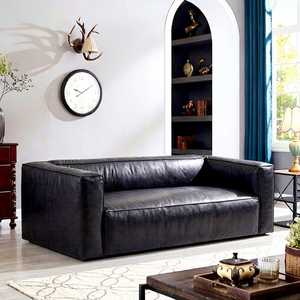 Sofá Vintage de Cuero Auténtico de Alta Calidad, Juego de Sofás para el Hogar, Sala de Estar de Lujo, Sofá Retro de Cuero Genuino con Textura de Nube - Product Image 2