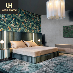 Nieuwste Ontwerp Slaapkamer Funiture Villa Bedframe Van Hoge Kwaliteit Tweepersoonsbed Luxe Fluwelen Stof Kingsize <span class=keywords><strong>Bed</strong></span> - Product Image 2