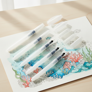 Ensemble <span class=keywords><strong>de</strong></span> 6 stylos pinceaux à eau rechargeables, pinceaux à eau à pointes assorties pour la peinture, la calligraphie, la coloration, les travaux manuels - Product Image 3