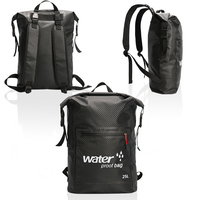 Fibre de carbone motif 25L Sports de plein air Roll Top Pack fermeture Rafting Camping randonnée Kayak pliant océan sec sac à dos étanche