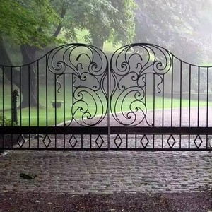 Hiện Đại Đơn Giản Đôi Cửa Sắt Rèn Vườn Cổng Đu Mở Phong Cách Cho Biệt Thự Sử Dụng - Product Image 2