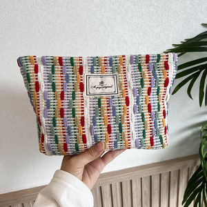 Bolsa <span class=keywords><strong>de</strong></span> Maquillaje Personalizada con Diseño <span class=keywords><strong>de</strong></span> Rayas Tejidas Coloridas, Bolsa <span class=keywords><strong>de</strong></span> Almacenamiento con Cierre, Bolsa <span class=keywords><strong>de</strong></span> Aseo, Estuche <span class=keywords><strong>de</strong></span> Cosméticos <span class=keywords><strong>de</strong></span> Viaje para Mujeres - Product Image 1