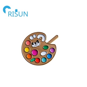 Fabricación esmalte arte Pin insignia Metal oro plata colorido pintura paleta pincel solapa Pin broche arte <span class=keywords><strong>clase</strong></span> pines - Product Image 2