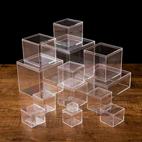 Boîte alimentaire carrée transparente en plastique PS sur mesure, plusieurs tailles, pour gâteaux, biscuits, bonbons, mousses