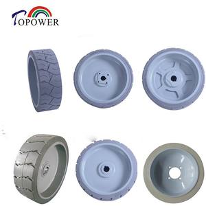 Pneu solide Top Tire 15*5 pour plateforme de travail aérienne, radial, non-marquant, en caoutchouc gris et peint. - Product Image 3