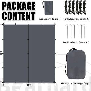 Lona Impermeable WOQI de 10x12 pies para Acampar al Aire Libre, Fácil de Instalar, Color Gris Oscuro, Cubierta de Poliéster para Carpa con Bolsa de Almacenamiento - Product Image 1