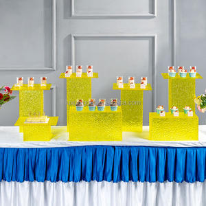Tasse gâteau affichage <span class=keywords><strong>individuel</strong></span> restauration Buffet présentoirs jaune carré ondulation plinthes support ensemble cristal gâteau de mariage support - Product Image 3