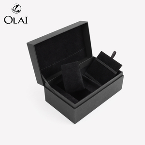 Olai đơn giản đầy đủ màu đen cứng nhắc các tông Đồng hồ trang sức trường hợp lật Cấu trúc dây đeo đồng hồ bộ hộp gói - Product Image 4
