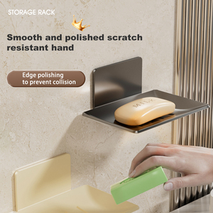 Installation rapide porte-savon salle de bain savon vidange étagère de rangement Non perforé mural en acier au carbone porte-savon - Product Image 3
