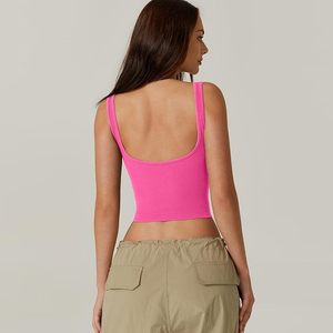Débardeurs courts sans manches en maille côtelée sans couture à encolure cœur pour <span class=keywords><strong>femme</strong></span>, idéaux pour les sorties - Product Image 2