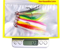 Großhandel 5pcs Feather Single Hook mit Auge Süßwasser Forelle Bass Angelhaken 4/0 # Jigging Lure Bait Angeln für große Fische