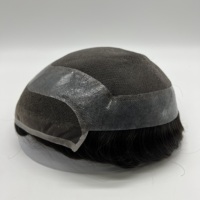 Toupet pour homme en dentelle suisse, nœuds blanchis pré-épilés, 100% cheveux humains Remy, ligne de cheveux naturelle