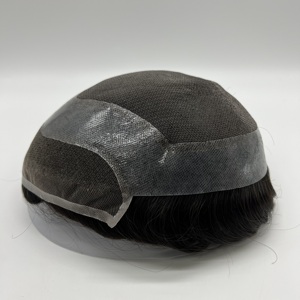 Toupee para Hombre con Nudos Decolorados Pre-Desplumados, Encaje Suizo, Cabello Humano 100% Remy, Línea de Cabello Natural - Product Image 1