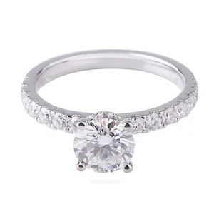 사용자 정의 크기 10K 화이트 골드 약혼 반지 6.5mm 1 캐럿 DEF Moissanite 다이아몬드 결혼 반지