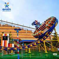 Équipement de parc d'attractions de grande taille : Moto Disk'o 360, Voiture Volante Lune Rotative, Manège à Rails Courbes, Éclairage LED, 24 places