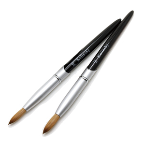 Pinceau à ongles en acrylique 100% Kolinsky avec manche en métal noir, tailles personnalisées OEM pour la poudre acrylique et le nail art - Product Image 3