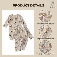 Combinaison pour bébé Zhili, nouvelle collection printemps/automne, vêtements pour nourrissons, pur coton respirant, imprimé fruits et animaux, unisexe, fermeture à boutons cachés