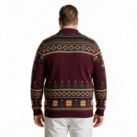 Pull-over à col polo en tricot jacquard à motif amusant sur le thème de Noël Green Man Odm Oem