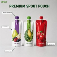 Pochettes souples personnalisées imprimées pour liquides alimentaires avec bec verseur, réutilisables, format Doypack 100ml 150ml 200ml