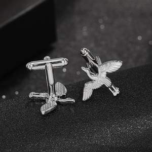 Mancuernillas Creativas de Plata <span class=keywords><strong>con</strong></span> Forma de Pájaro, Accesorios Elegantes de Lujo, Regalo de Compromiso, Boda, Aniversario para Hombre, Acero Inoxidable - Product Image 6