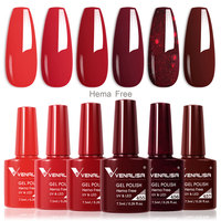 Nouveau Kit Cadeau de Vernis à Ongles Gel UV Personnel pour Salon Venalisa, 6 Pièces/Ensemble, Sans HEMA, Rouge – Kit de Vernis Gel Pailleté Populaire 6 Couleurs