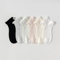 Chaussettes courtes respirantes pour femmes, printemps et été, bord festonné, ajourées, décontractées, fines et élégantes