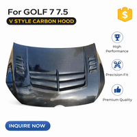 Capot en fibre de carbone pour Golf 7 7.5 2013-2020 |   Remplacement du capot avant de style V |   Carbone véritable, ajustement de style OEM