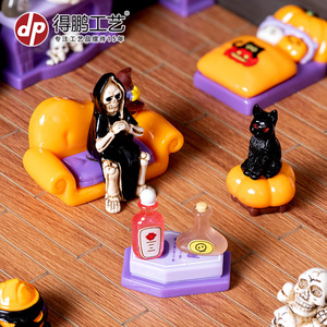 Ensemble de meubles pour maison de poupée Dp Halloween, décorations miniatures en résine à l'échelle 1:12 pour ornements de maison à faire soi-même - Product Image 5
