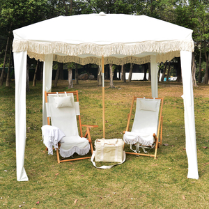 Conjunto de Playa de Lujo para Resorts Comerciales, Tumbona de Madera de Teca Resistente y Cabana con Flecos Estilo Boho para Hoteles de 5 Estrellas y Clubes de Playa - Product Image 2