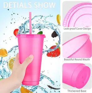 Tumbler With Straw And Lid Bulk Water Bottle Iced Coffee Reusable Plastic Cups For Parties Birthdays 24oz Elegant Color