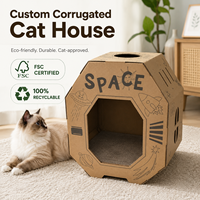 Lit pour chaton en carton ondulé Space Kraft, meuble d'intérieur pour animaux de compagnie, maison pour chat, griffoir