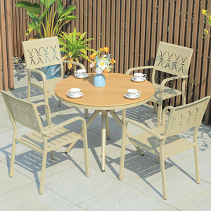 Giải Trí Hiện Đại Khung Hợp Kim Nhôm Bàn Ăn Kính Thiên Văn Mở Rộng Dài Ngoài Trời Nhựa Gỗ Bảng Cho Ban Công Khách Sạn - Product Image 4