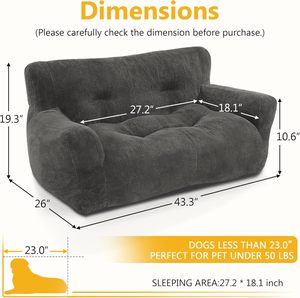 Accesorios para Mascotas, Sofá Cama para Perros de Salón, Sofá para Perros con Relleno Completo de Esponja para Razas Pequeñas y Medianas - Product Image 4