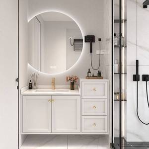 Meuble de salle de bain intelligent moderne en bois massif, combinaison simple de lavabo haut et bas, lavabo intelligent - Product Image 6