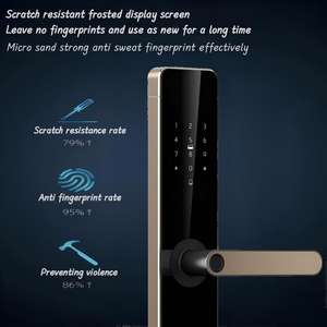 Serrure Intelligente Personnalisée <span class=keywords><strong>à</strong></span> <span class=keywords><strong>Prix</strong></span> Abordable avec RFID, Poignée Or/Argent, Déverrouillage par Carte WiFi, Logiciel Gratuit - Product Image 3