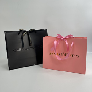 Custom Gold Foil Logo Paper Bags with Satin Ribbon Handles - Luxury Shopping Bags Giant Paper Bag - Product Image 3