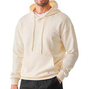 2025 Men's Solid Pattern Hooded <b>Sweatshirt</b> Long Sleeve Casual Pullover with Drawstring and Zipper 3D Embroidered Texture - Product Image 3