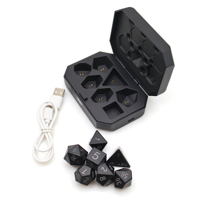 New Upscale 7Pcs Set Polyhedral Rpg Led 10Mm Blank Dice Board Game Lighter Electronic Dice With Dice
