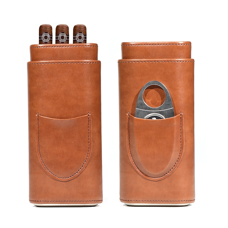 Portable Cigar Humidor Set - Travel Cigar Case, 3-Tube - View #9