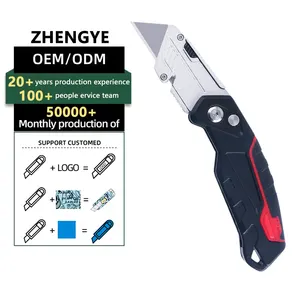 سكين جيب ZY-FK02 للاستخدام الشاق مصنوع من سبائك الألومنيوم ذو يد مسك وشفرات قابلة للطي سكين كهربائي للاستخدام في قطع الأعمال