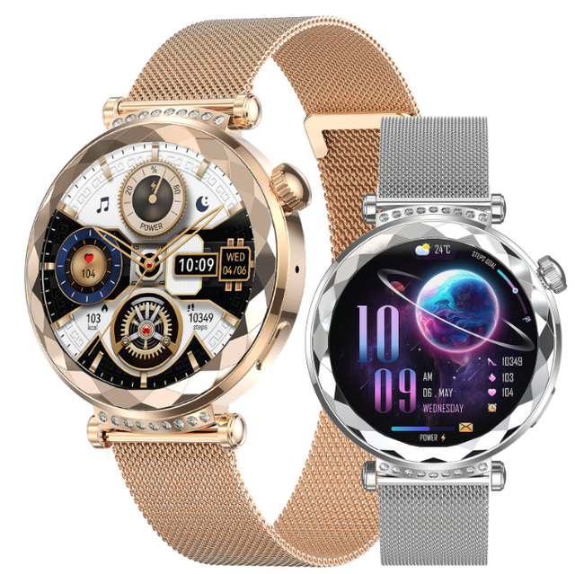HK88 Amoled Round Screen 1.2inch NFC Payment Multi Sports Tracking Women Smartwatches Metal and Rubber Straps Smart Watch