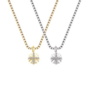 European American Hip Hop Style Full Diamond Iris Cross Pendant Necklace For Men Zinc Alloy Themed Pendants Gift - Product Image 1