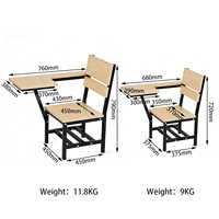Chaise de formation avec tablette d'écriture, fauteuil de bureau pour étudiant, plateau en contreplaqué 25*1.2mm, structure en tube d'acier, mobilier de salle de classe pour écoles et examens