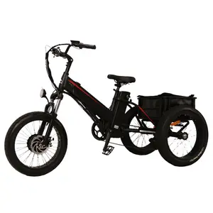 Triciclos eléctricos de carga para adultos, bicicletas de 3 ruedas con armazón de aluminio, rickshaw, para ir de compras, venta al por mayor