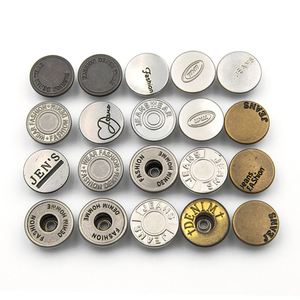 Vintage Metal Snap <b>Buttons</b> Round Embossed Logo Nickel-Free Denim Jeans Fashion Homme Style - Product Image 2