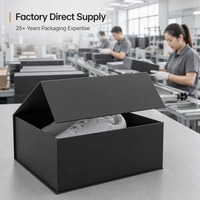 Große Schwarze Magnetische Umweltfreundliche Schuhbox mit Klappdeckel, Schleife, Matter Oberfläche und Prägung - Sofort Lieferbar, Großhandel, Direktvertrieb