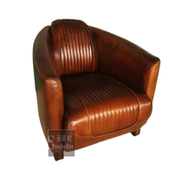 Vente en gros de chaises longues design de luxe meubles art déco fauteuil club marron en cuir véritable fauteuil confortable de loisirs fauteuil d'appoint