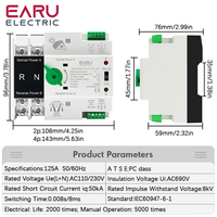 ATS pour PV et onduleur Sélecteur de transfert automatique à double puissance Alimentation ininterrompue 2P 4P 110V AC 230V 125A EAATS-A-CS